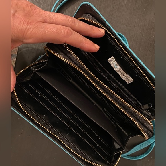 Maurice cross body blue/ aqua marine pocketbook or clutch. - Picture 4 of 8